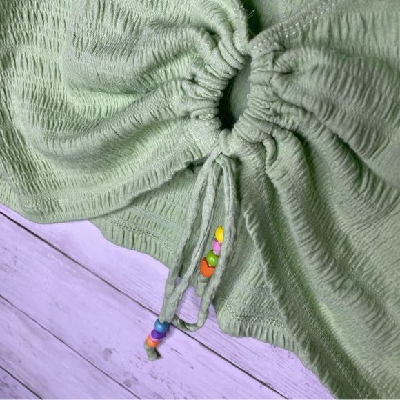 Pacsun PacCares Seedling Keyhole Baby Tee T-Shirt Seersucker Y2K Crop Top - Picture 3 of 5